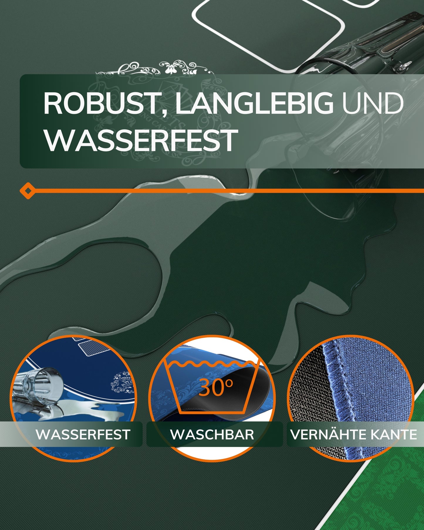 Pokermatte - "Casino"-Design - Verschiedene Farben und Größen