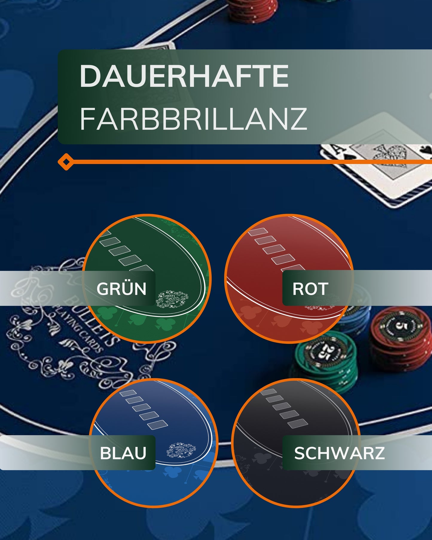 Pokermatte - "Casino"-Design - Verschiedene Farben und Größen