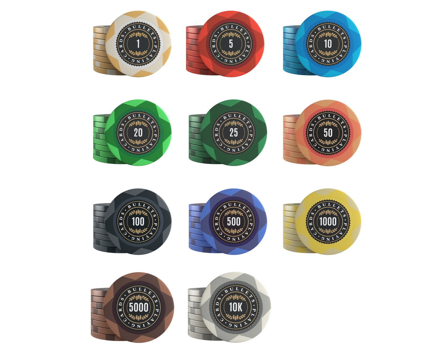 Clay Poker Chips "Adriana" mit Werten - 25er Rolle