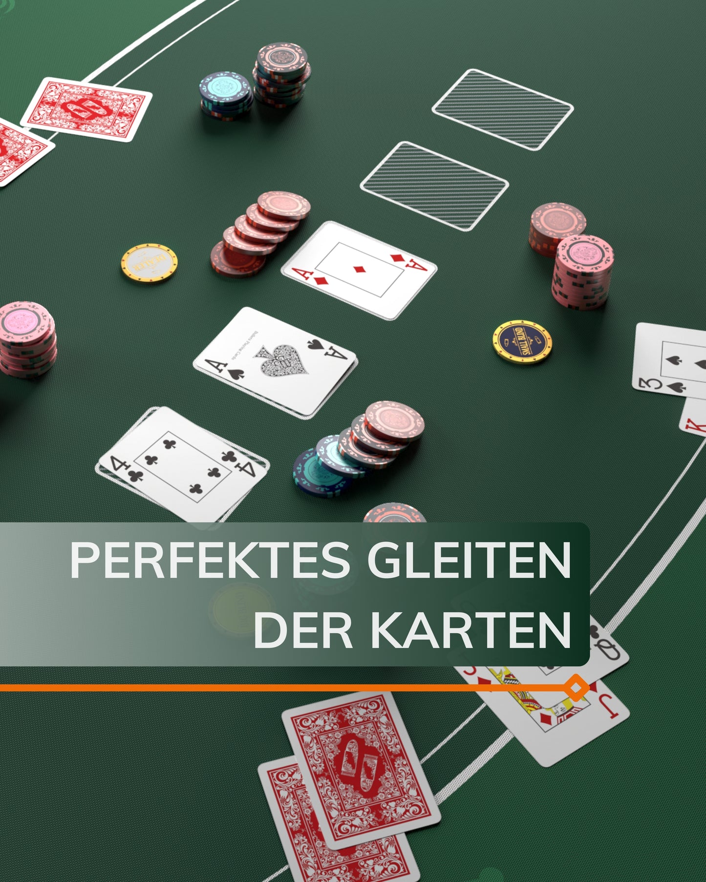 Pokermatte 80x80 cm, eckig, grün, Designer "Heads-Up"