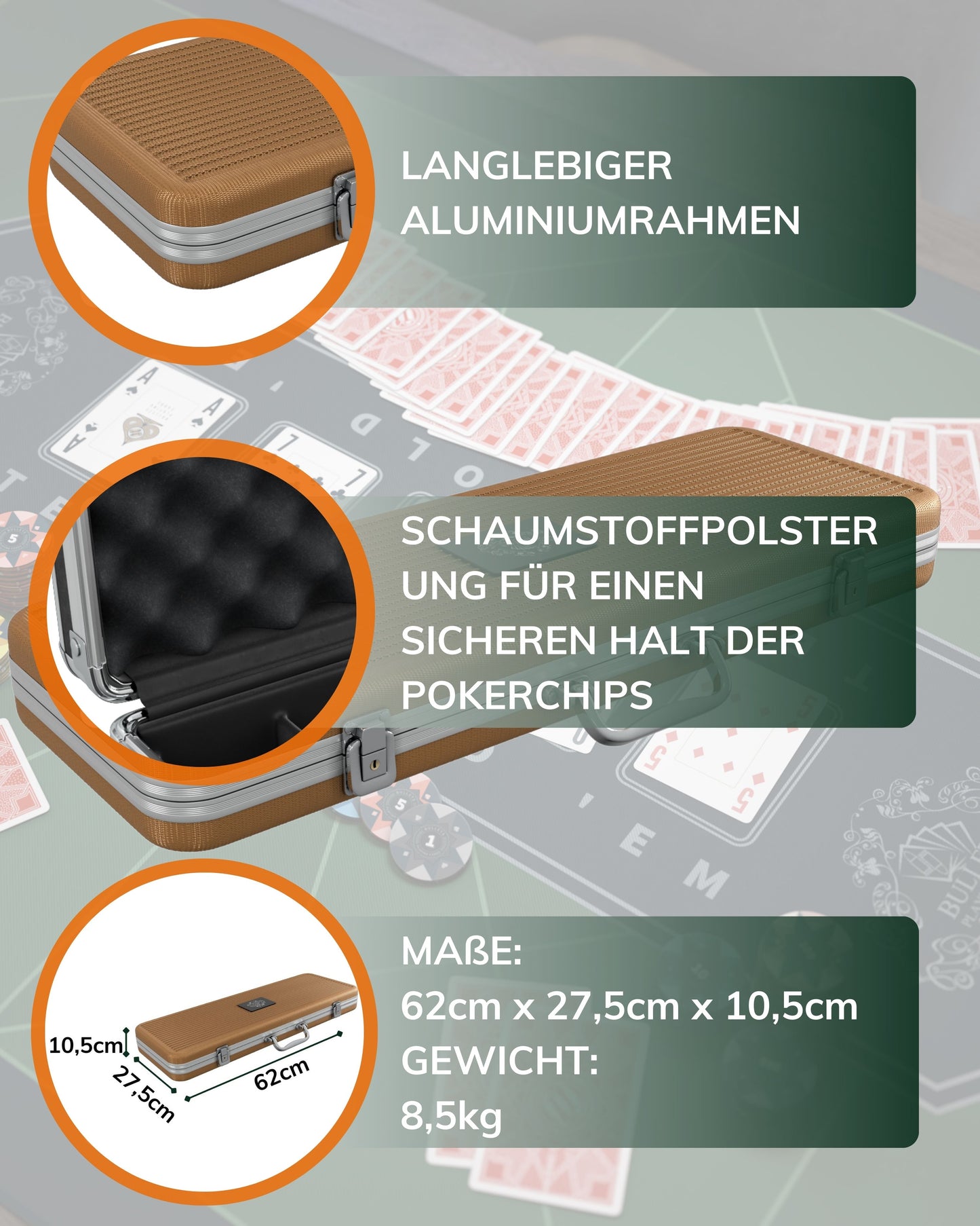 Pokerkoffer mit 500 Keramik Pokerchips "Silvio" mit Werten