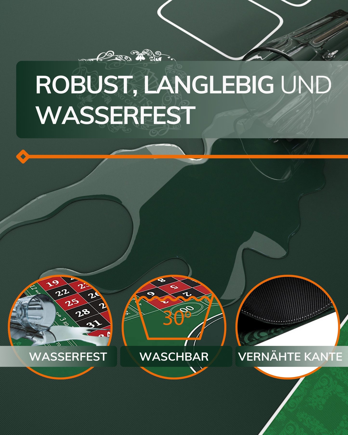 Roulette-Matte - Verschiedene Größen - Single 0 oder Double 0