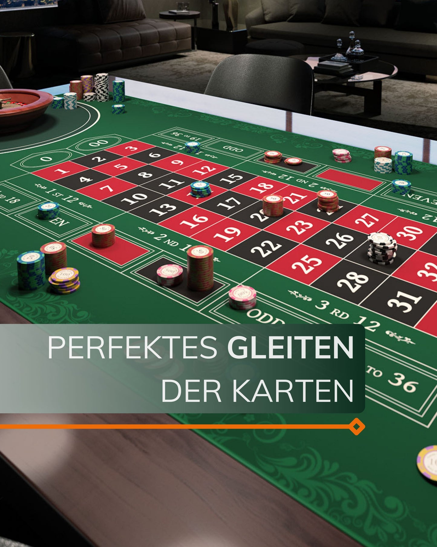 Roulette-Matte - Verschiedene Größen - Single 0 oder Double 0
