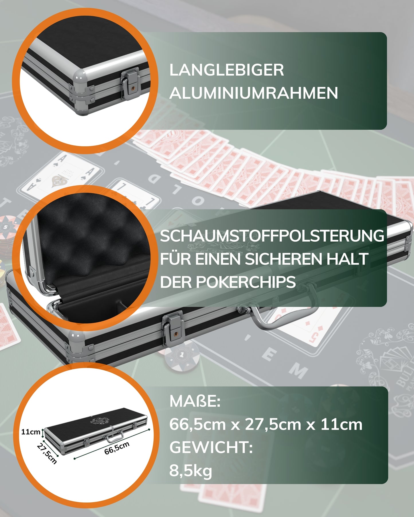 Poker Koffer mit 500 Clay Pokerchips "Adriana"