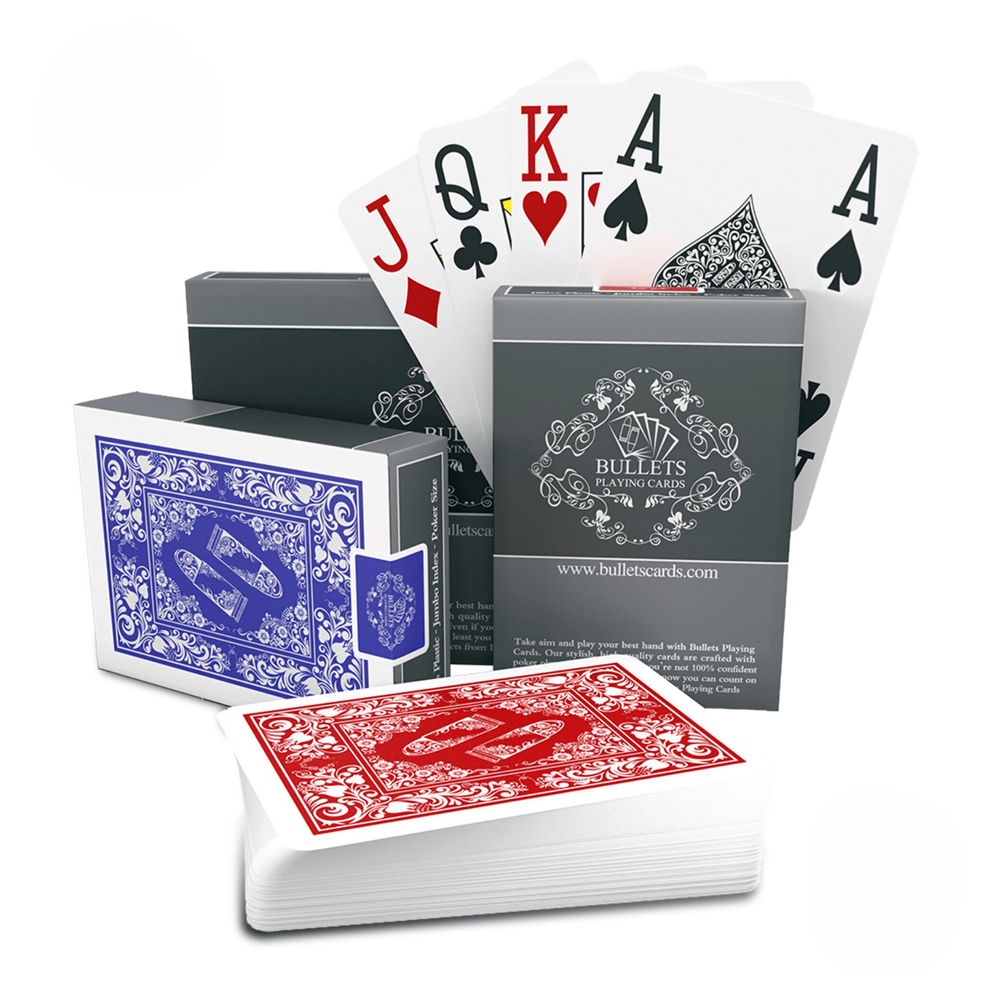 Unser Klassiker: Plastik Pokerkarten, Doppelpack - Bullets Playing Cards