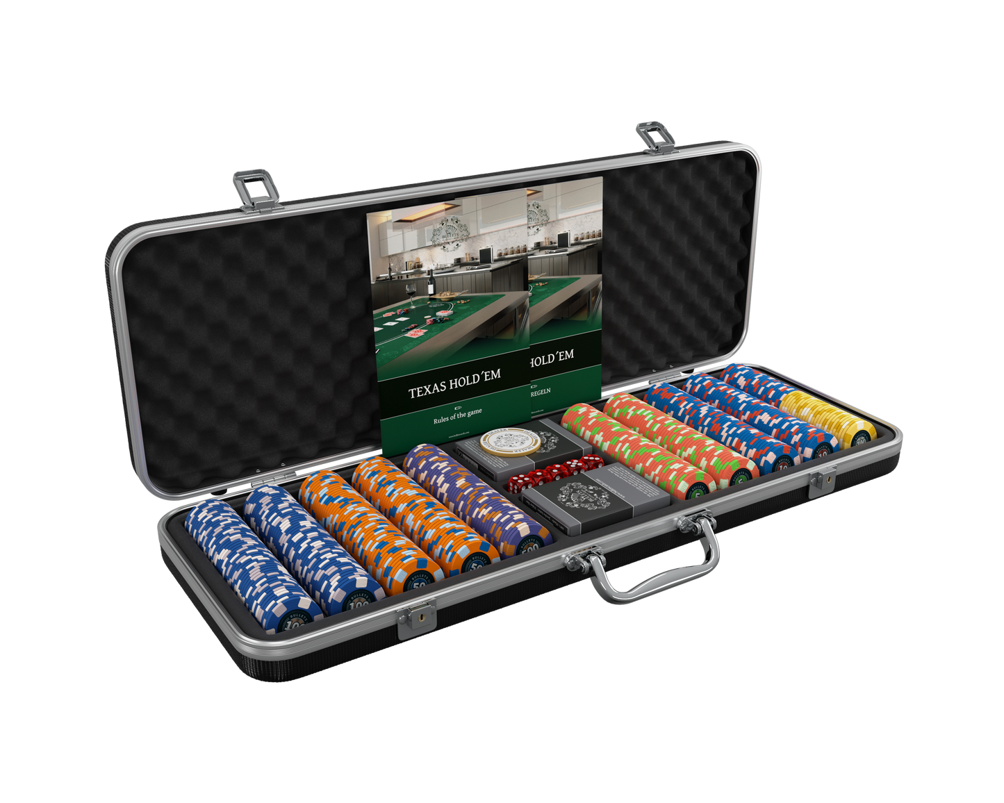 Poker Koffer mit 500 Keramik Pokerchips "Richie" mit Werten