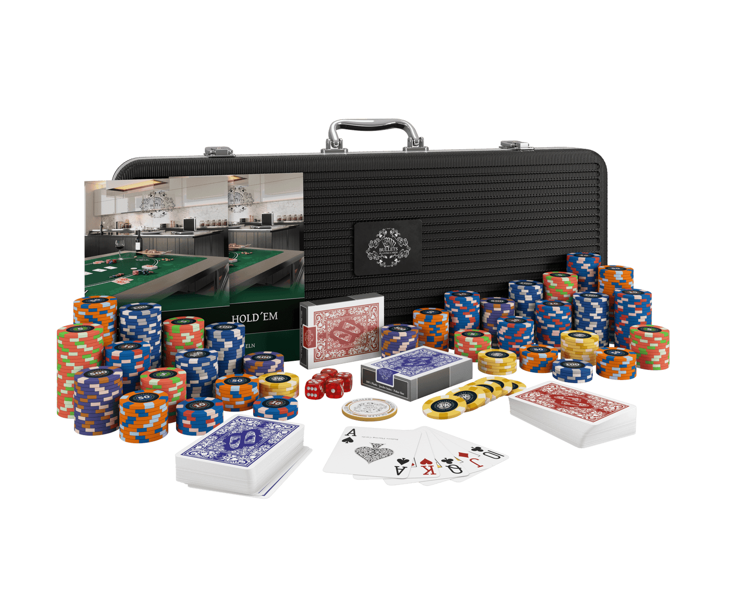 Poker Koffer mit 500 Keramik Pokerchips "Richie" mit Werten