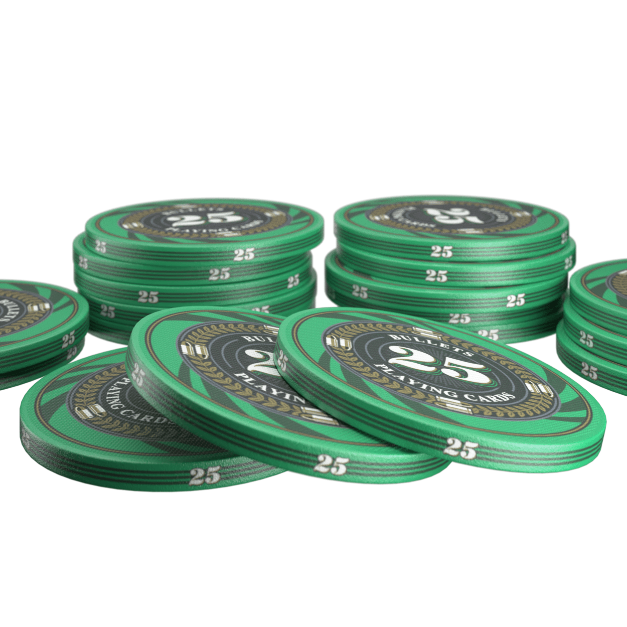 Copy of Keramik Poker Chips "Silvio" mit Werten - 25er Rolle - Bullets Playing Cards