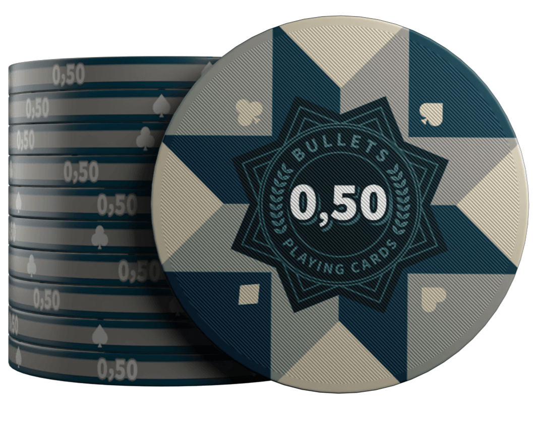 Keramik Poker Chips "Paulie" mit Werten - 25er Rolle - Bullets Playing Cards