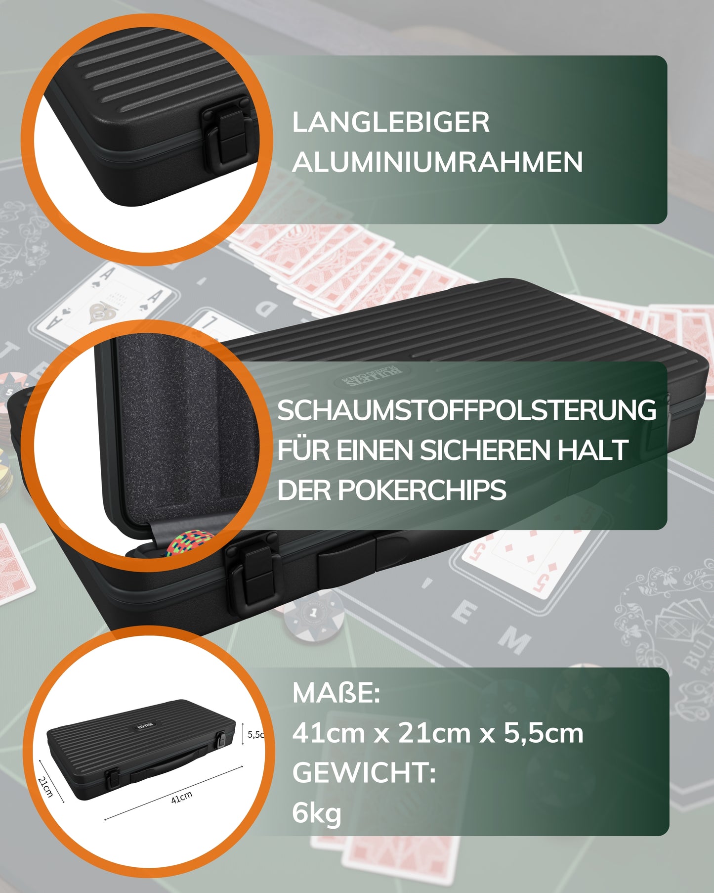 Poker Koffer mit 300 Clay Pokerchips "Salvatore"