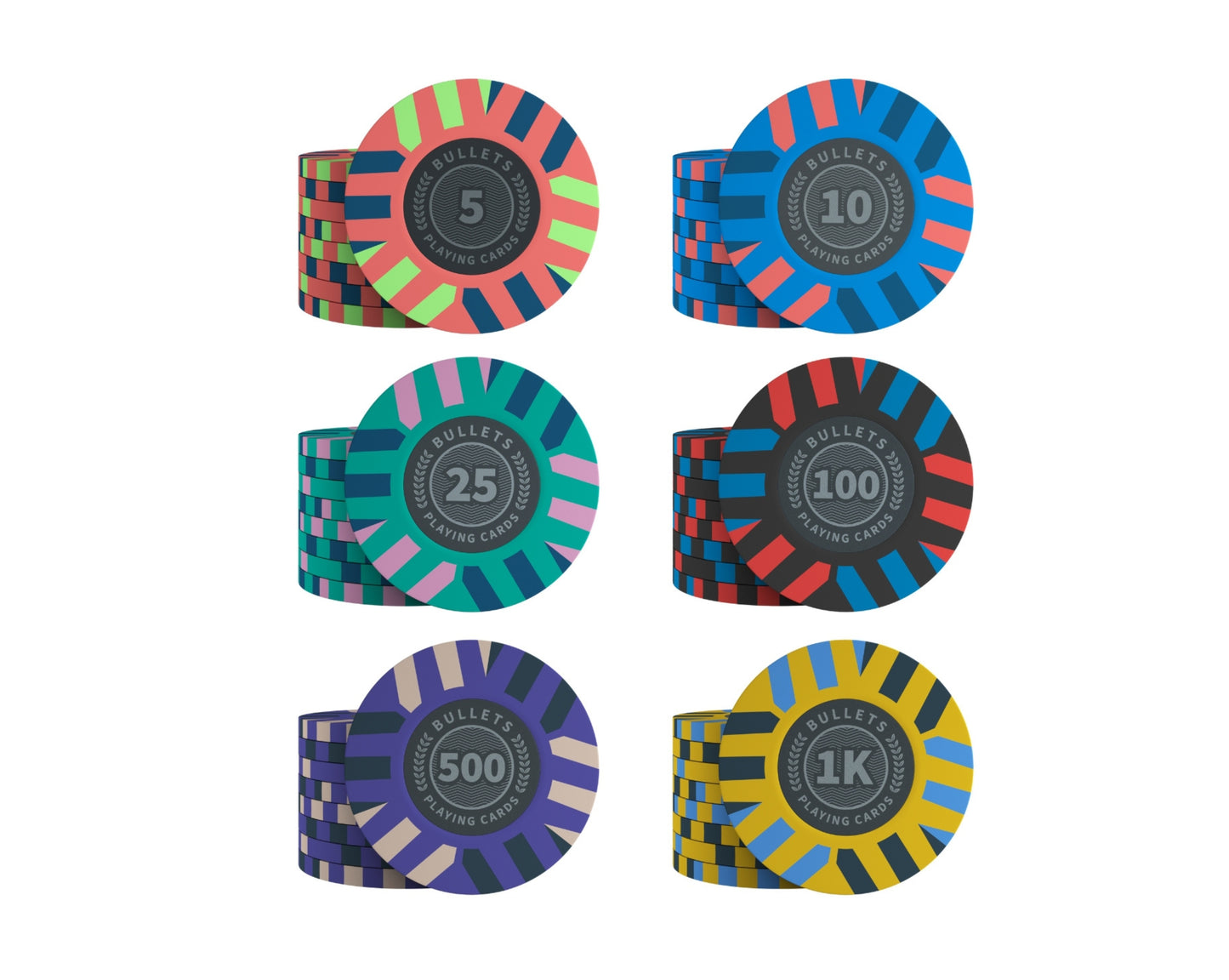 Clay Poker Chips "Salvatore" mit Werten, ohne Metallkern - 25er Rolle