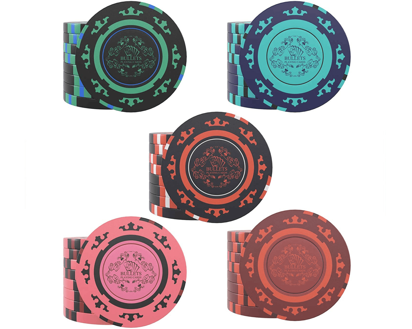Clay Poker Chips "Corrado" ohne Werte - 25er Rolle - Bullets Playing Cards