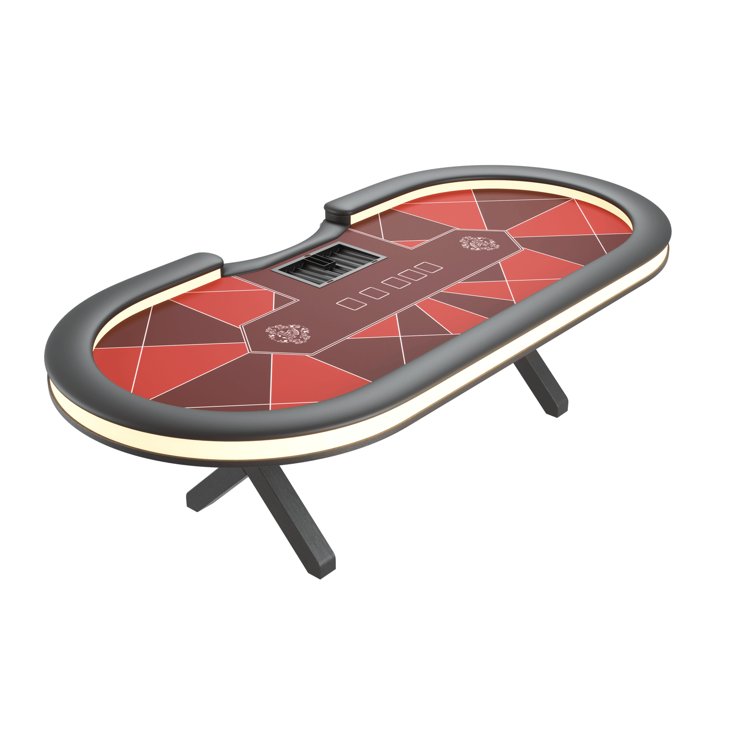 Professioneller Alround-LED-Pokertisch mit Dealer-Position (270x130cm) - Bullets Playing Cards