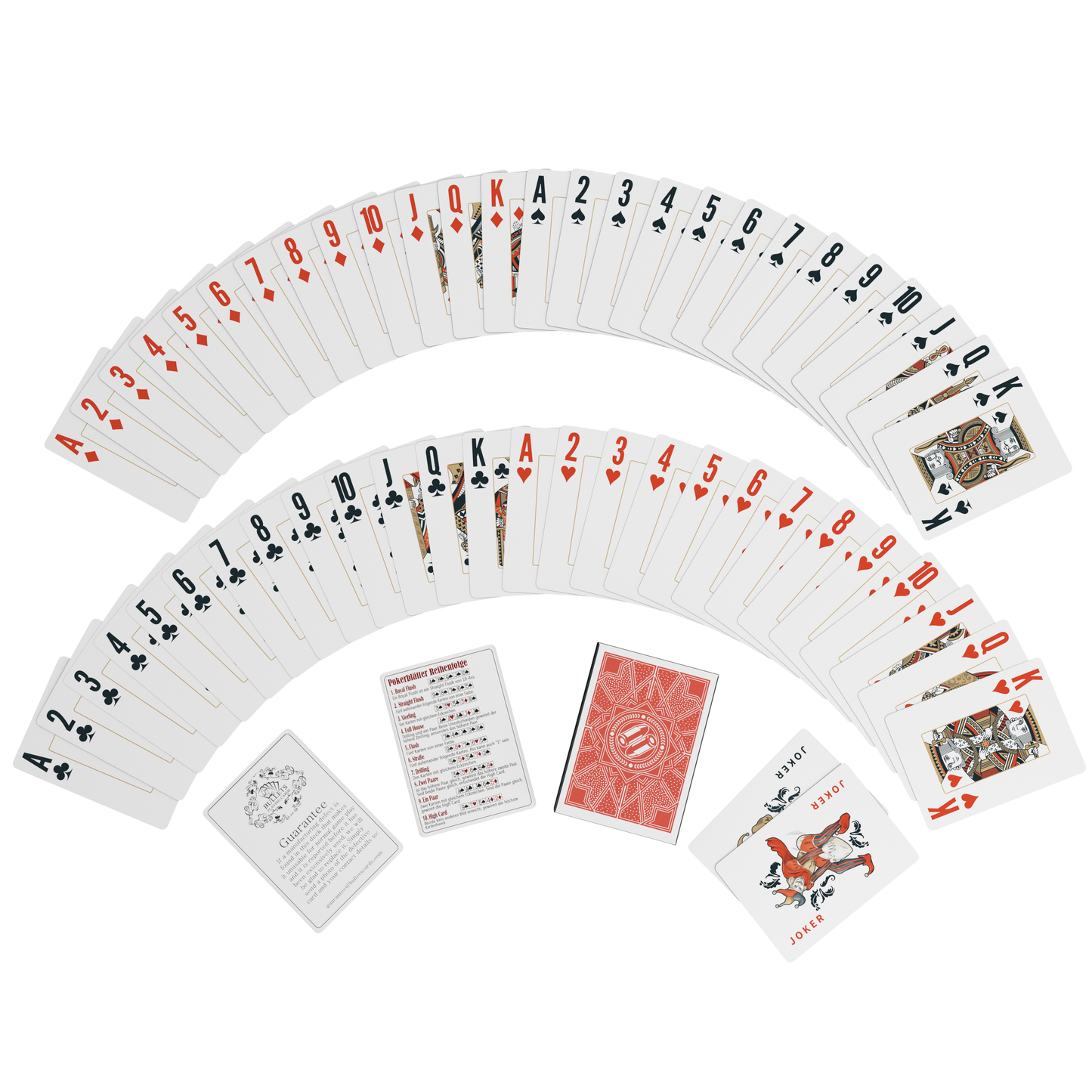 Pokerkarten "Paulie" aus Plastik, Poker-Size, Doppelpack, Jumbo Index, 2 oder 4 Eckzeichen