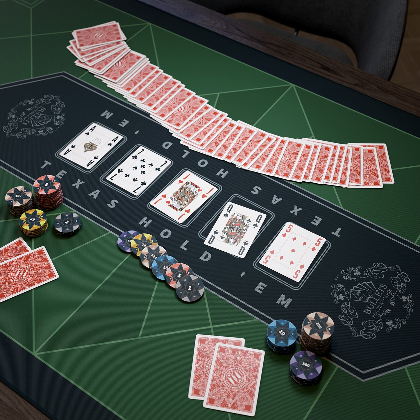 Pokermatte, eckig - "Paulie"-Design