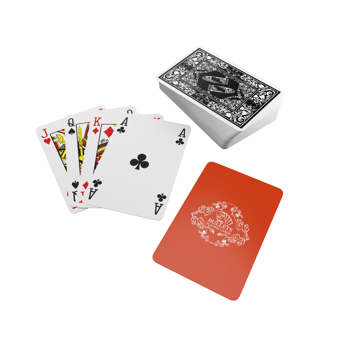 Backpacker Playing Cards, inklusive Plastik Spielkarten, Alu-Box und Spielregeln für 5 Reisespielen - Bullets Playing Cards