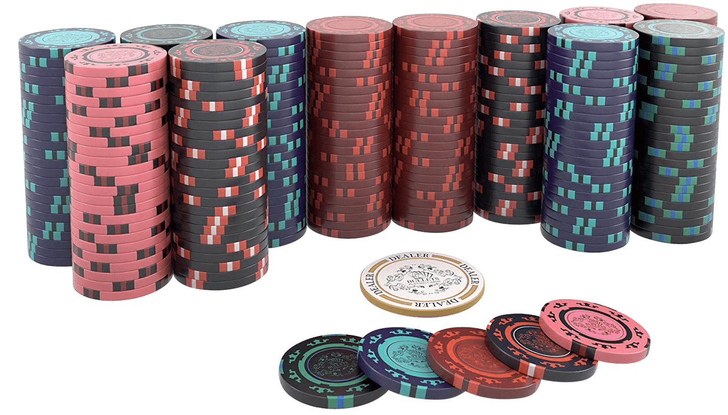 Clay Poker Chips "Corrado" ohne Werte - 25er Rolle - Bullets Playing Cards