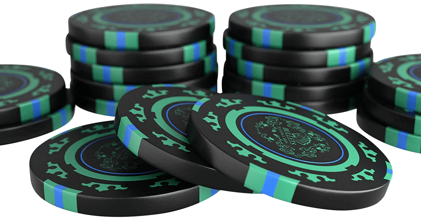 Clay Poker Chips "Corrado" ohne Werte - 25er Rolle - Bullets Playing Cards