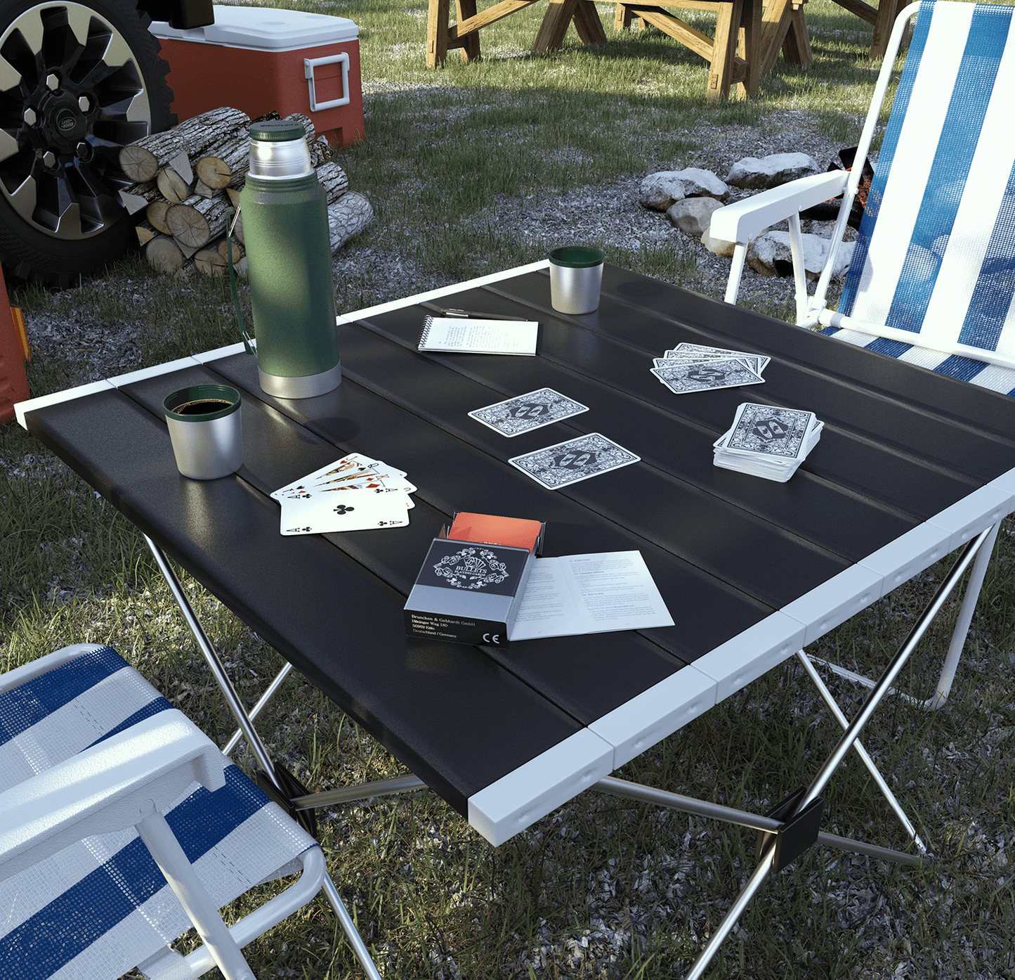 Backpacker Playing Cards, inklusive Plastik Spielkarten, Alu-Box und Spielregeln für 5 Reisespielen - Bullets Playing Cards
