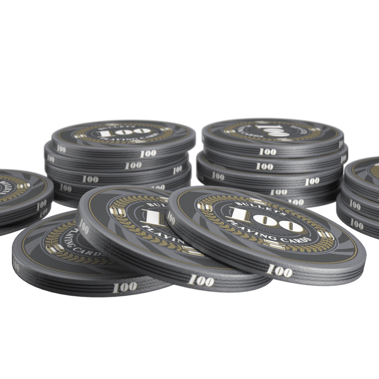 Keramik Poker Chips "Silvio" mit Werten - 25er Rolle - Bullets Playing Cards