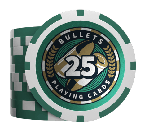 Plastik Poker Chips "Christopher" mit Werten - 25er Rolle - Bullets Playing Cards