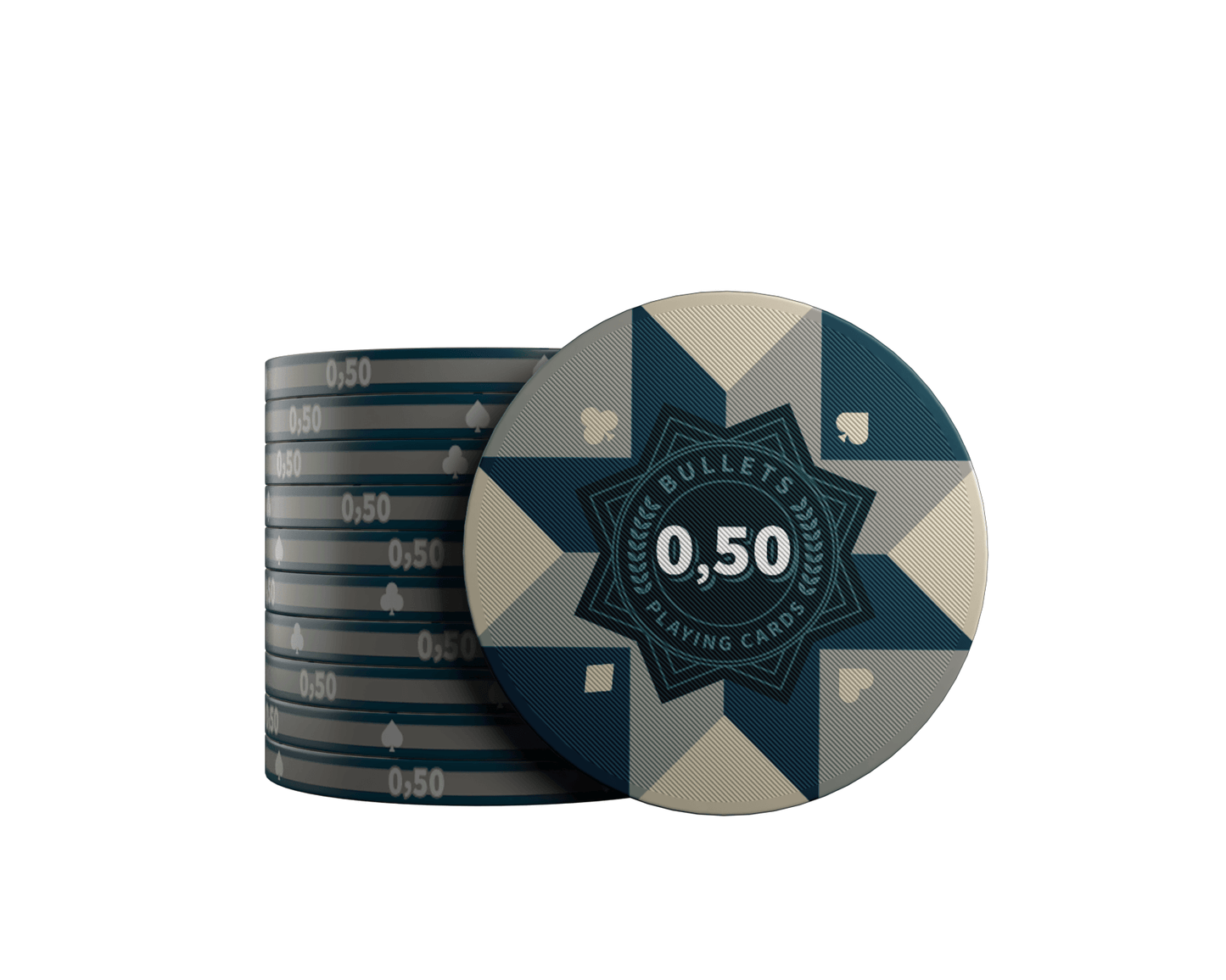 Keramik Poker Chips "Paulie" mit Werten - 25er Rolle - Bullets Playing Cards