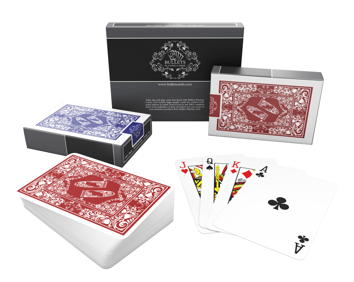 Plastik Spielkarten, Bridge-Format, Doppelpack - Bullets Playing Cards