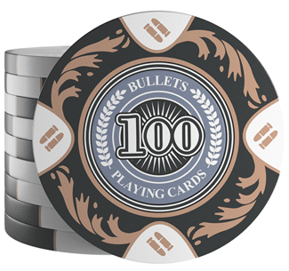 Clay Poker Chips "Tony" mit Werten - 25er Rolle - Bullets Playing Cards
