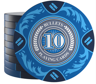 Clay Poker Chips "Tony" mit Werten - 25er Rolle - Bullets Playing Cards