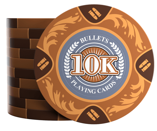 Clay Poker Chips "Tony" mit Werten - 25er Rolle - Bullets Playing Cards
