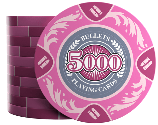 Clay Poker Chips "Tony" mit Werten - 25er Rolle - Bullets Playing Cards