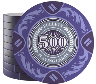 Clay Poker Chips "Tony" mit Werten - 25er Rolle - Bullets Playing Cards