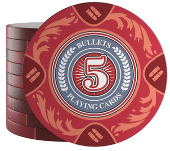 Clay Poker Chips "Tony" mit Werten - 25er Rolle - Bullets Playing Cards