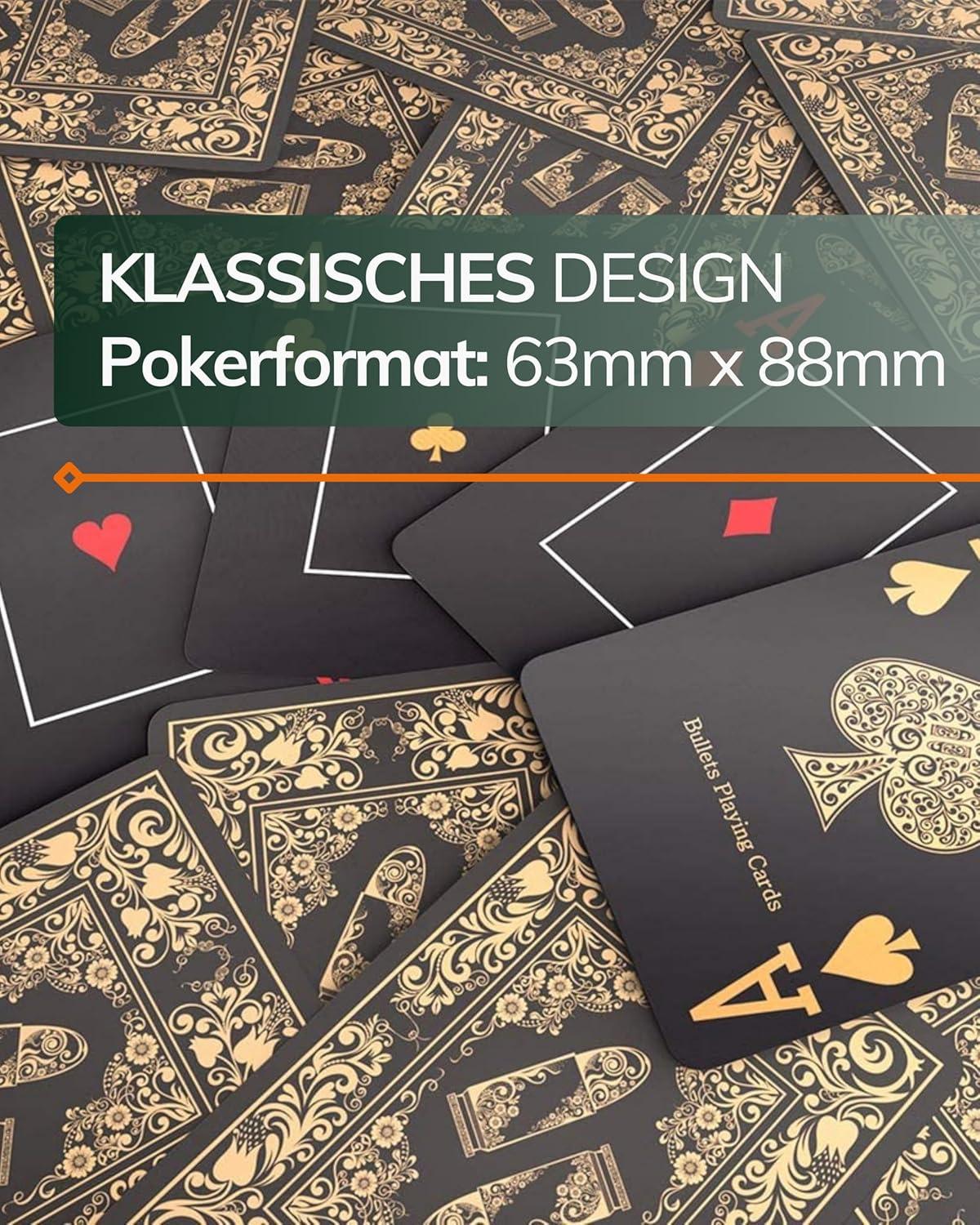 Plastik Pokerkarten "Black Edition", Matt - Bullets Playing Cards