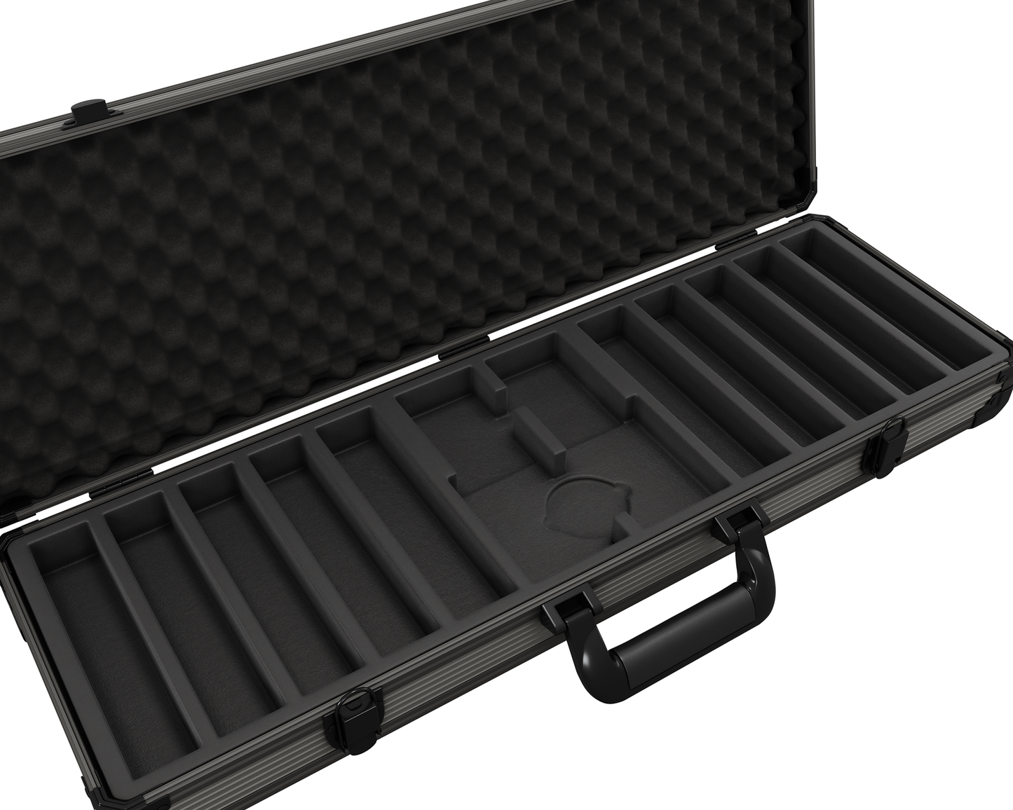 großer Pokerkoffer leer (für 500 Chips)- ABS All-in Grey