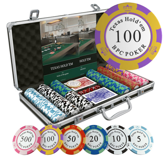 Pokerkoffer mit 300 Clay Pokerchips "Carmela" mit Werten