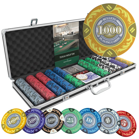 Pokerkoffer mit 500 Designer Clay Pokerchips "Tony" mit Werten