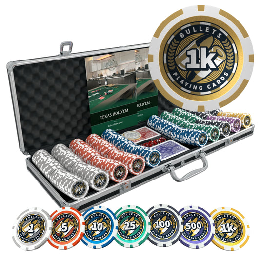 Poker Koffer mit 500 Kunststoff Pokerchips "Christopher" mit Werten - Einsteigerset