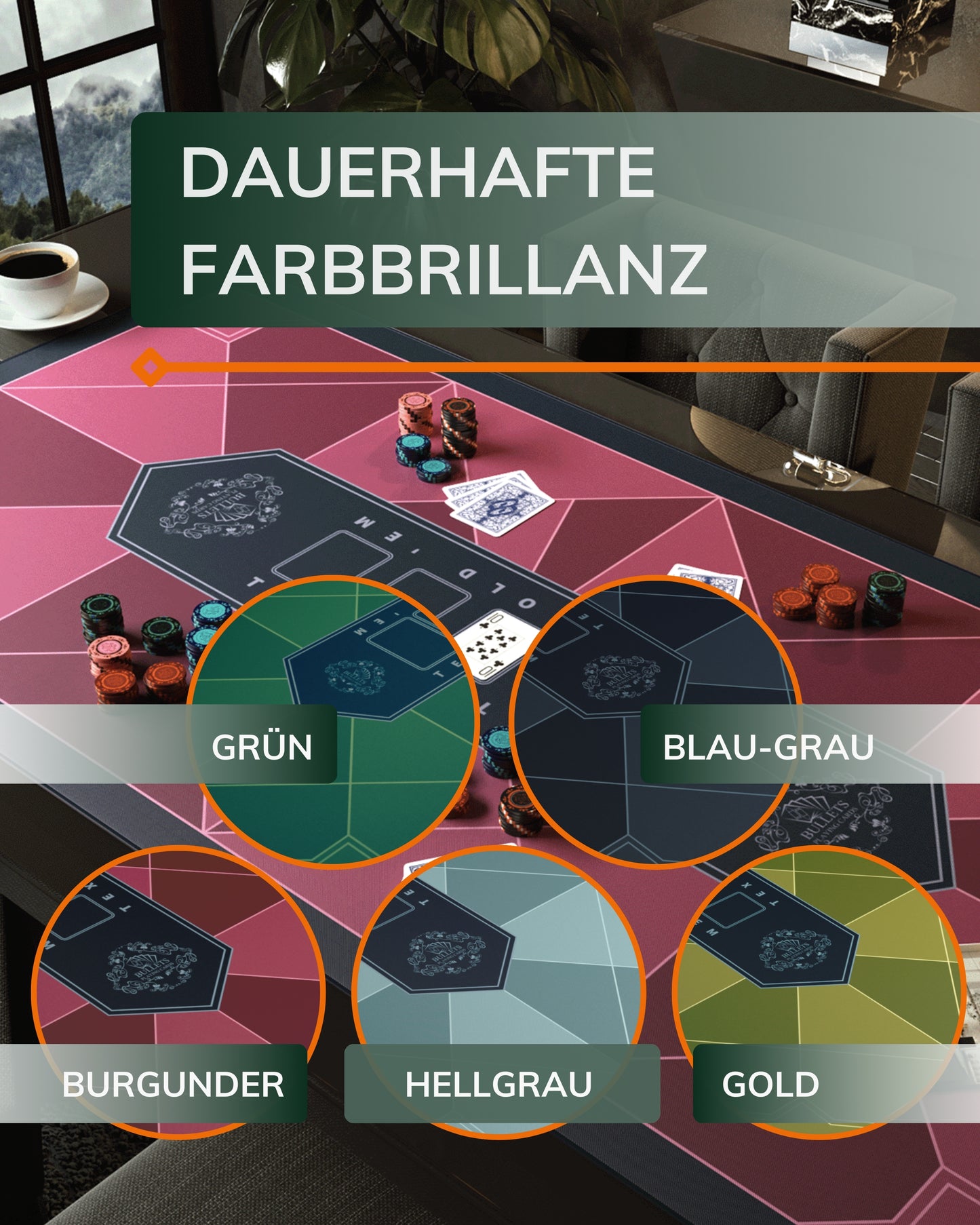 Pokermatte - "Paulie"-Design - verschiedene Farben und Größen