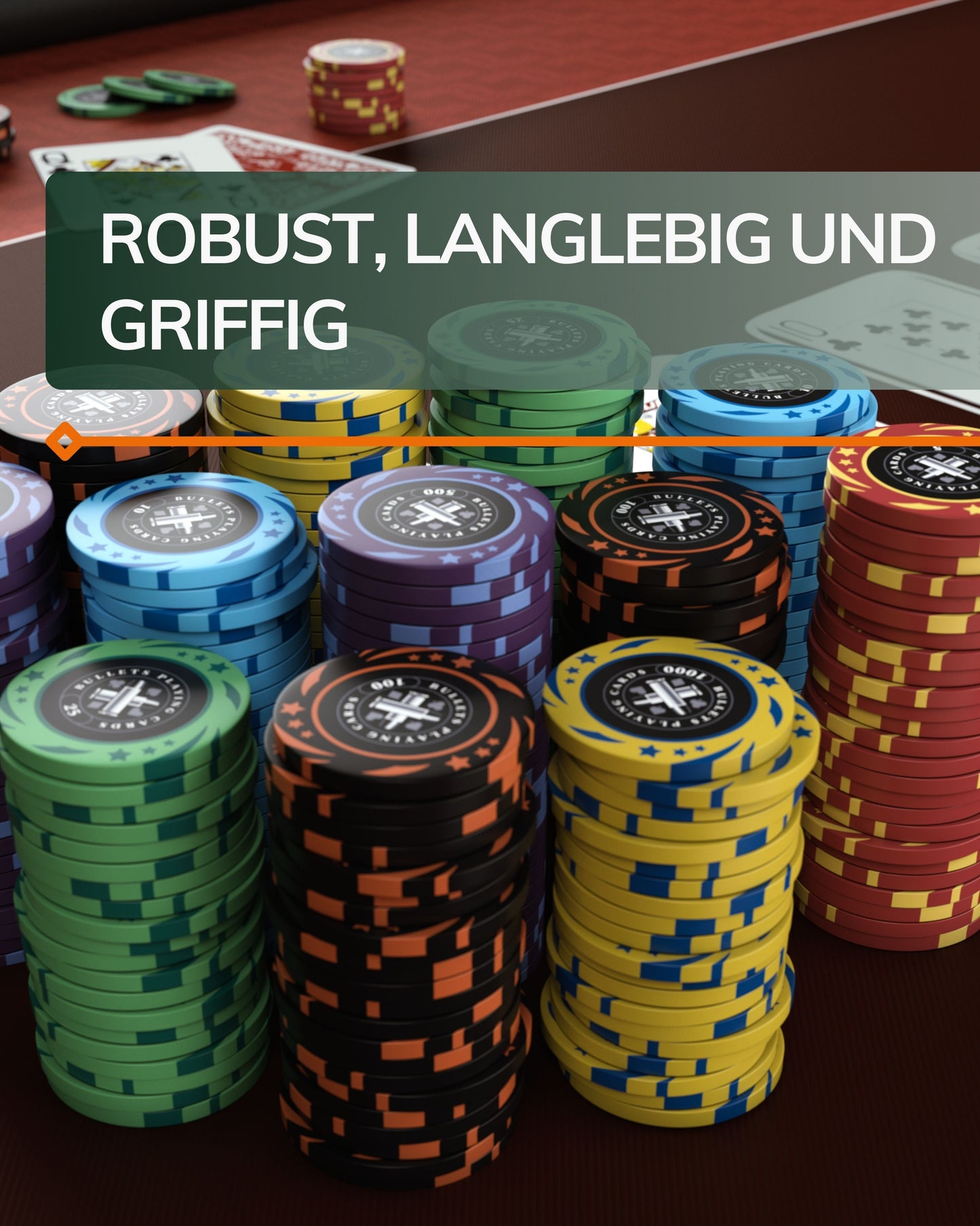 Plastik Poker Chips "Janice" mit Werten - 25er Rolle