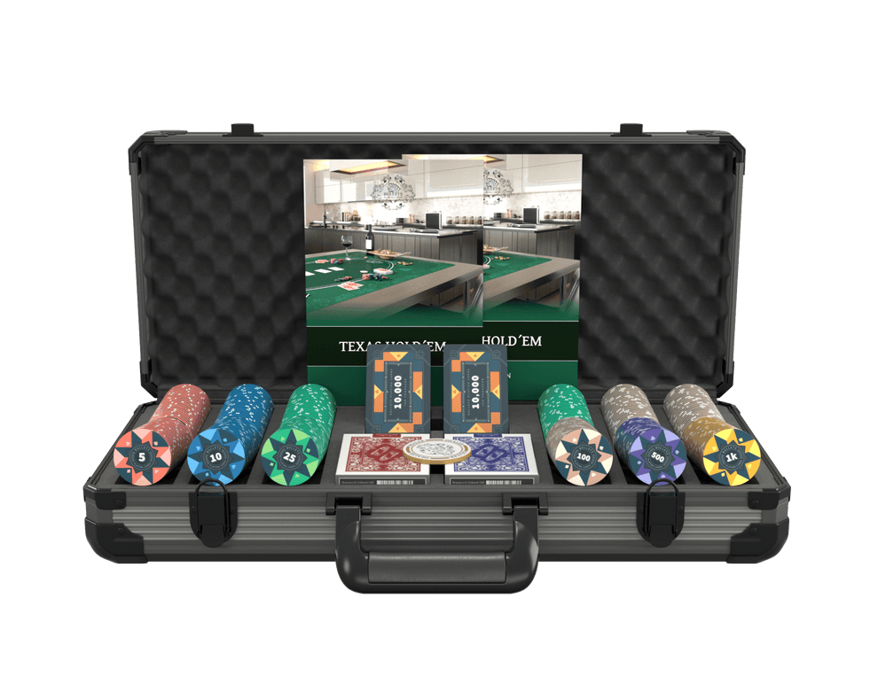 Coffret de poker avec 300 jetons de poker en céramique "Paulie" avec valeurs - Bullets Playing Cards