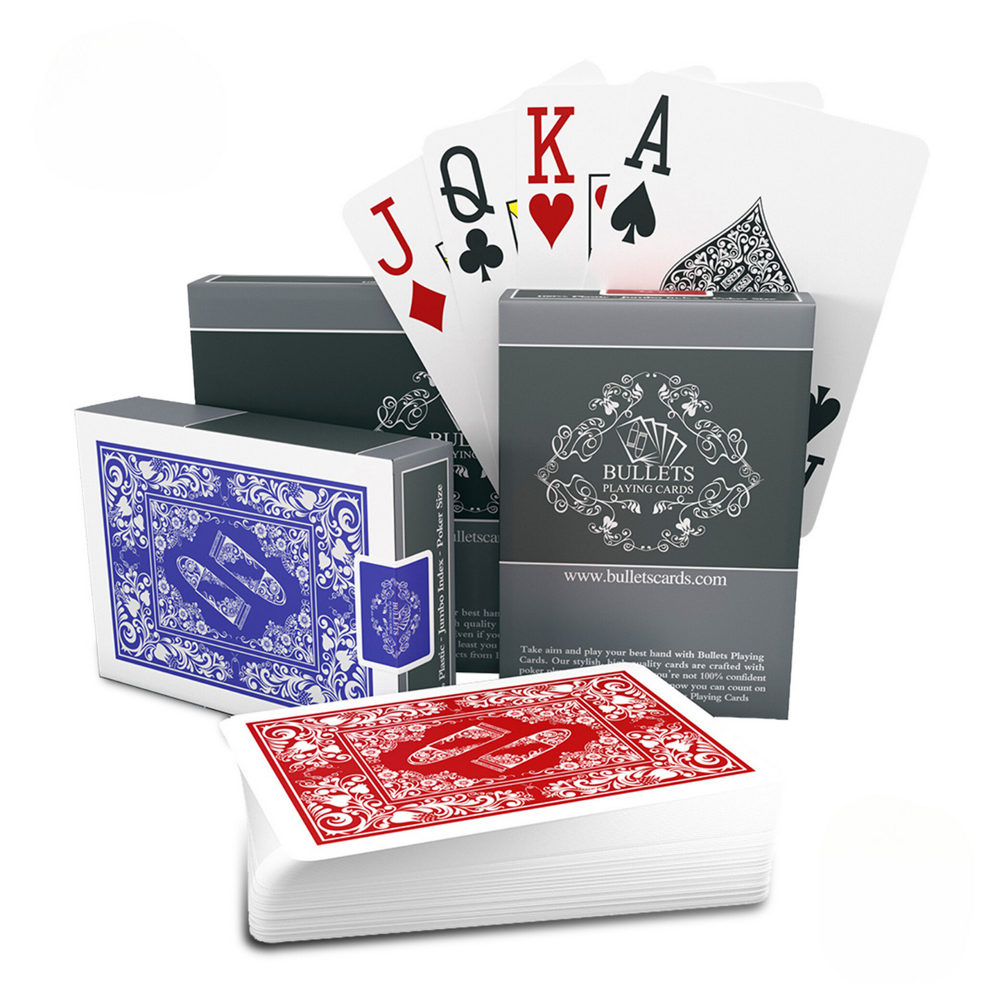 Plastic poker cards, poker size, double pack, jumbo index, 2 or 4 corner symbols