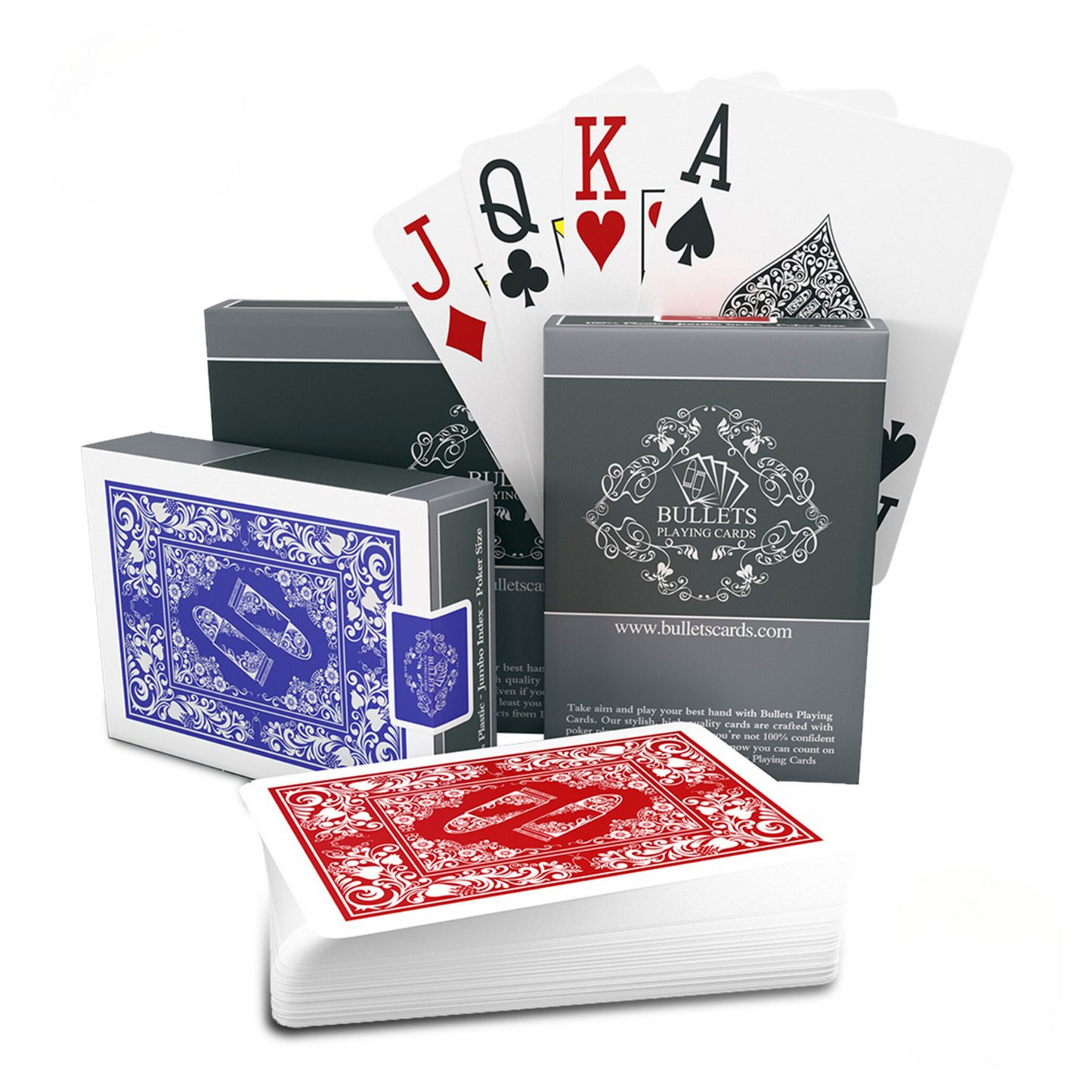 Carte da poker in plastica, formato poker, confezione doppia, indice jumbo, simboli a 2 o 4 angoli