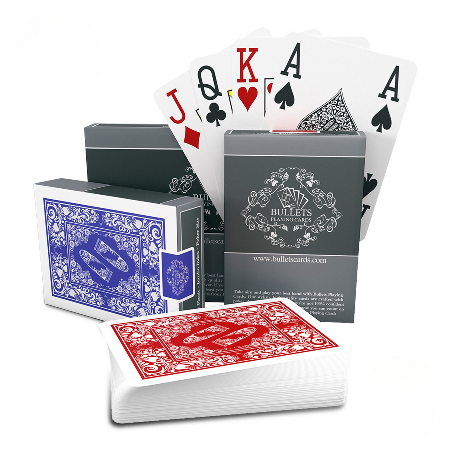 Pokerkarten aus Plastik, Poker-Size, Doppelpack, Jumbo Index, 4 Eckzeichen