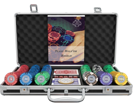 Poker case with 300 clay poker chips "Tony" with values