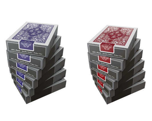 "Blackjack Deal" - 6 barajas de cartas de un palo (rojo/azul) - tamaño de póquer