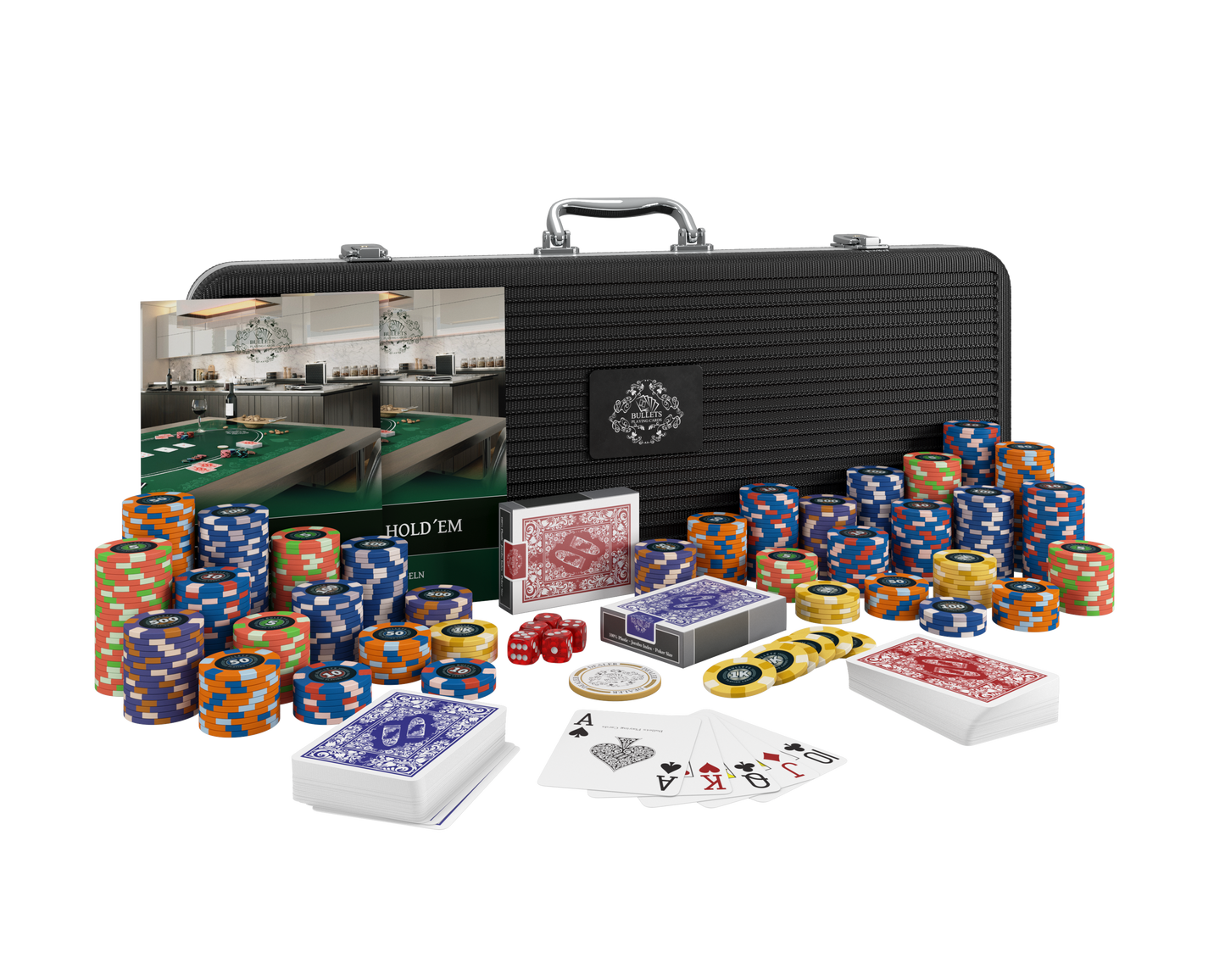 Poker case with 500 ceramic poker chips "Richie" with values