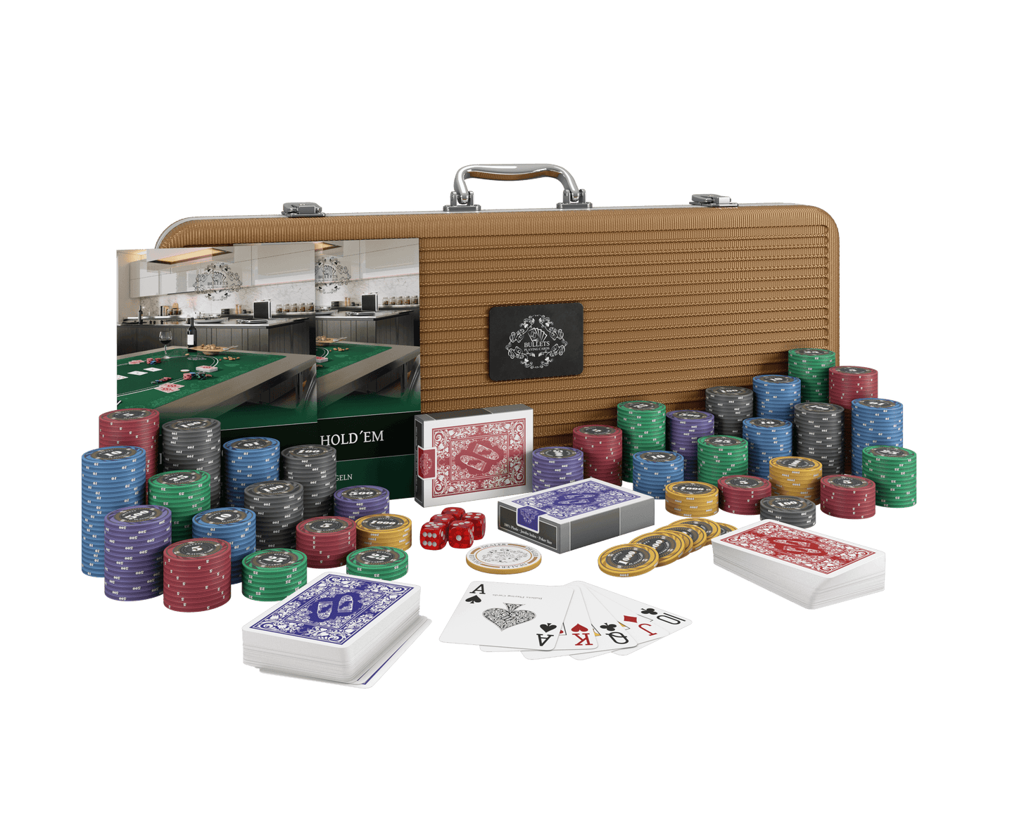 Poker case with 500 ceramic poker chips "Silvio" with values