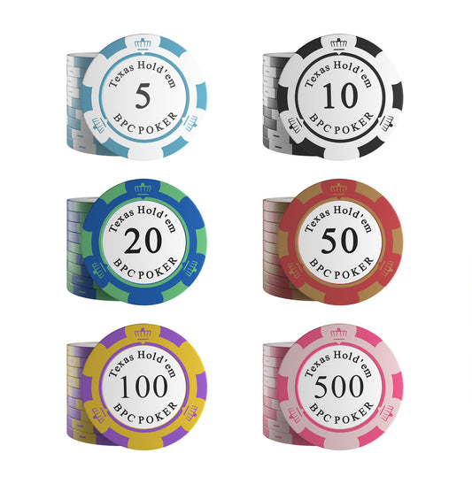 Clay Poker Chips "Carmela" mit Werten - 25er Rolle