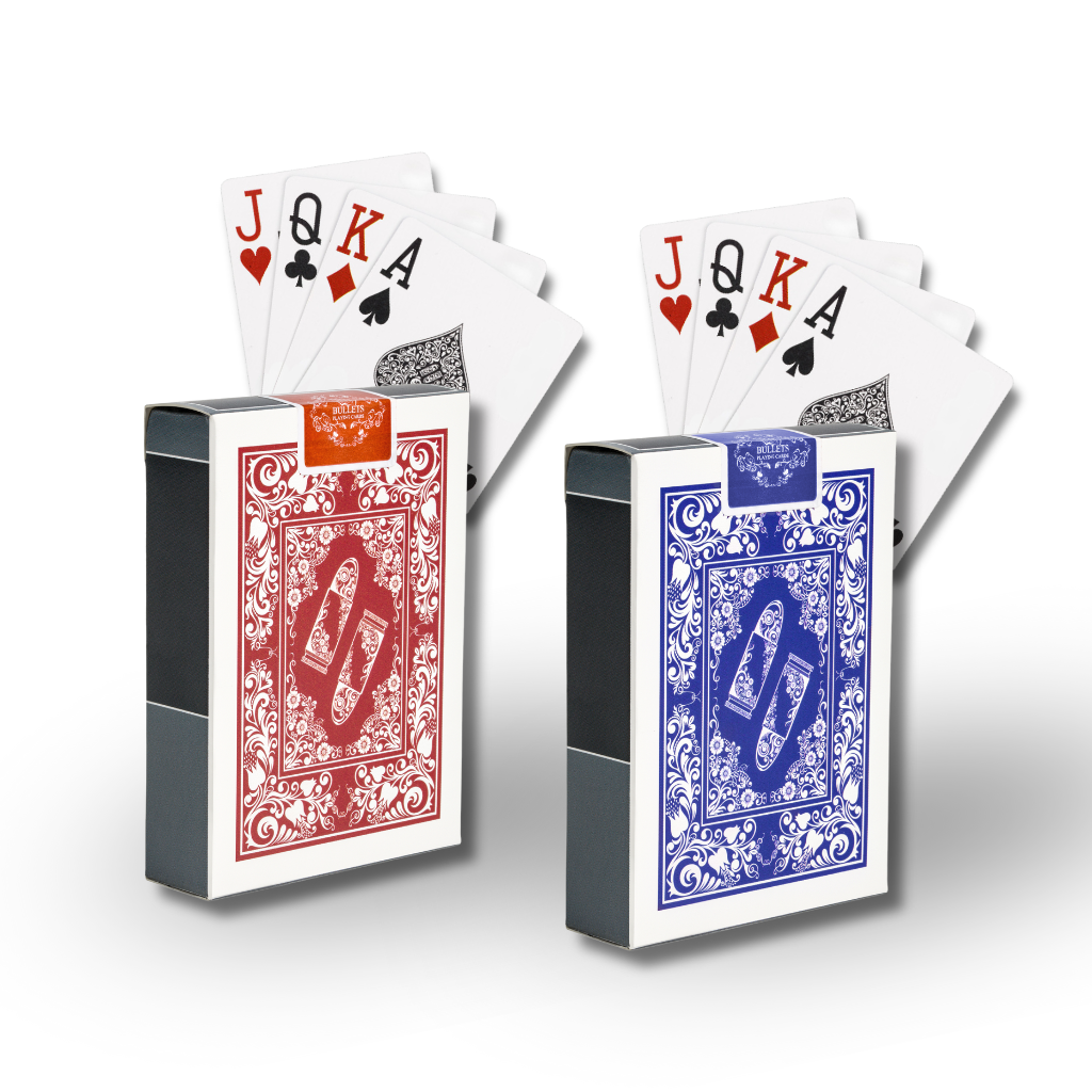 Cartes de poker en plastique, taille poker, index jumbo, jeu simple en bleu ou rouge, avec 2 ou 4 caractères de coin